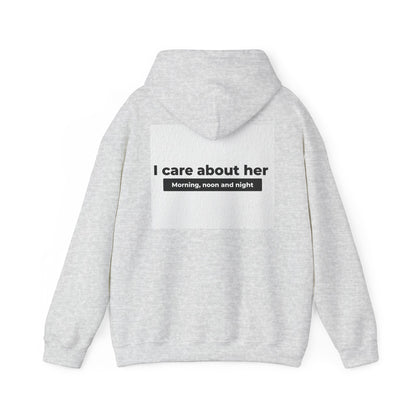 I care about her unisex Heavy Blend™ Hooded Sweatshirt