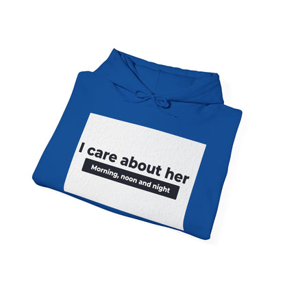 I care about her unisex Heavy Blend™ Hooded Sweatshirt