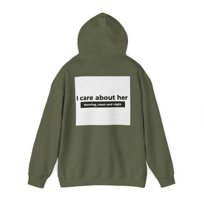 I care about her unisex Heavy Blend™ Hooded Sweatshirt