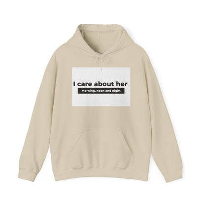 I care about her unisex Heavy Blend™ Hooded Sweatshirt