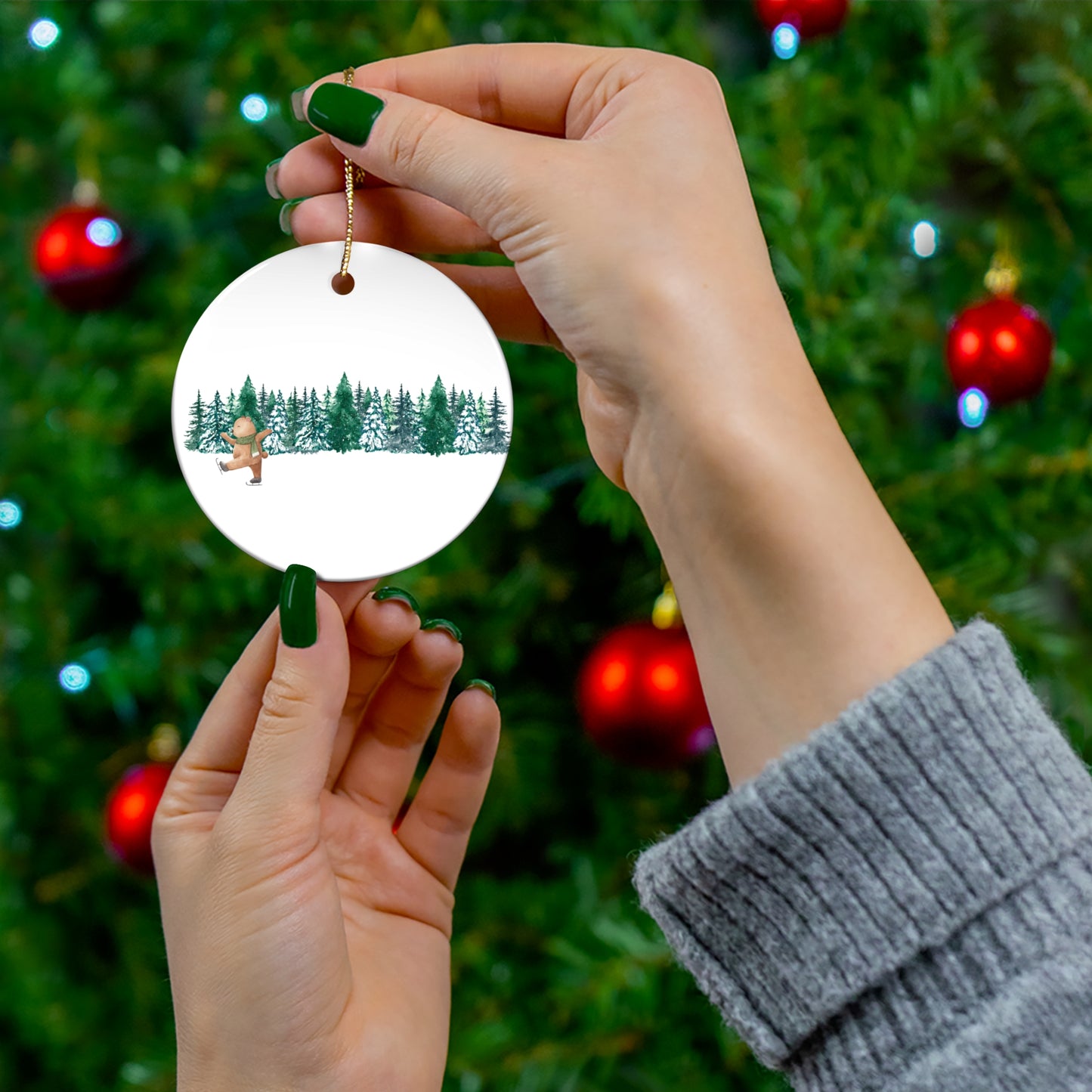 Trees unique cute Ceramic Ornament, 4 Shapes