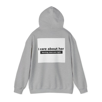 I care about her unisex Heavy Blend™ Hooded Sweatshirt