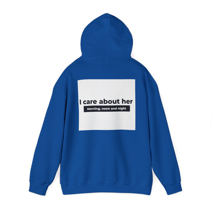 I care about her unisex Heavy Blend™ Hooded Sweatshirt