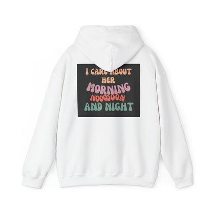 I care about her-colored unisex Heavy Blend™ Hooded Sweatshirt