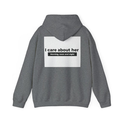 I care about her unisex Heavy Blend™ Hooded Sweatshirt