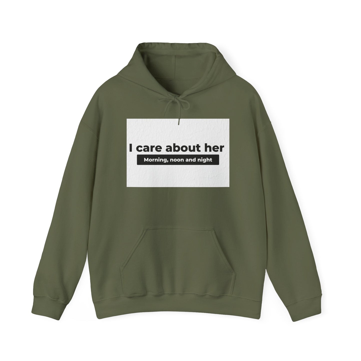 I care about her unisex Heavy Blend™ Hooded Sweatshirt