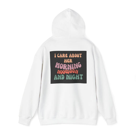 I care about her-colored unisex Heavy Blend™ Hooded Sweatshirt