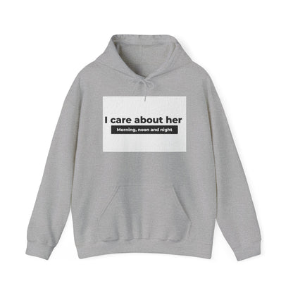 I care about her unisex Heavy Blend™ Hooded Sweatshirt