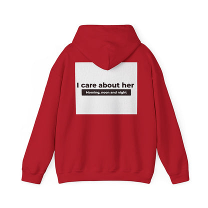 I care about her unisex Heavy Blend™ Hooded Sweatshirt