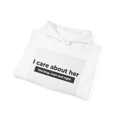 I care about her unisex Heavy Blend™ Hooded Sweatshirt