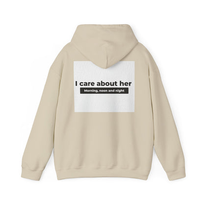 I care about her unisex Heavy Blend™ Hooded Sweatshirt