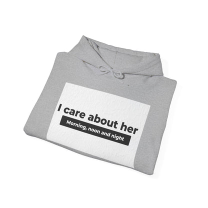 I care about her unisex Heavy Blend™ Hooded Sweatshirt