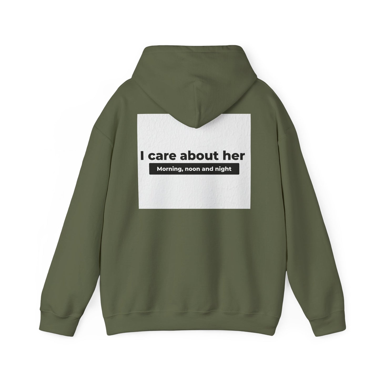 I care about her unisex Heavy Blend™ Hooded Sweatshirt