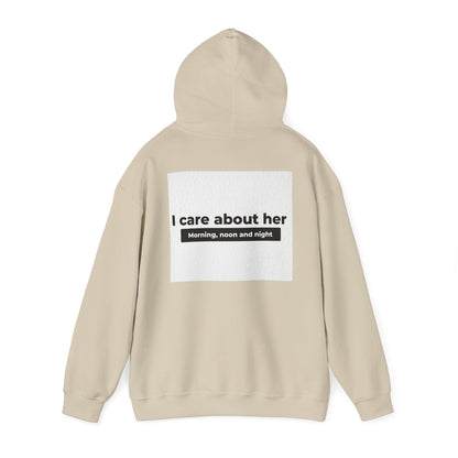 I care about her unisex Heavy Blend™ Hooded Sweatshirt