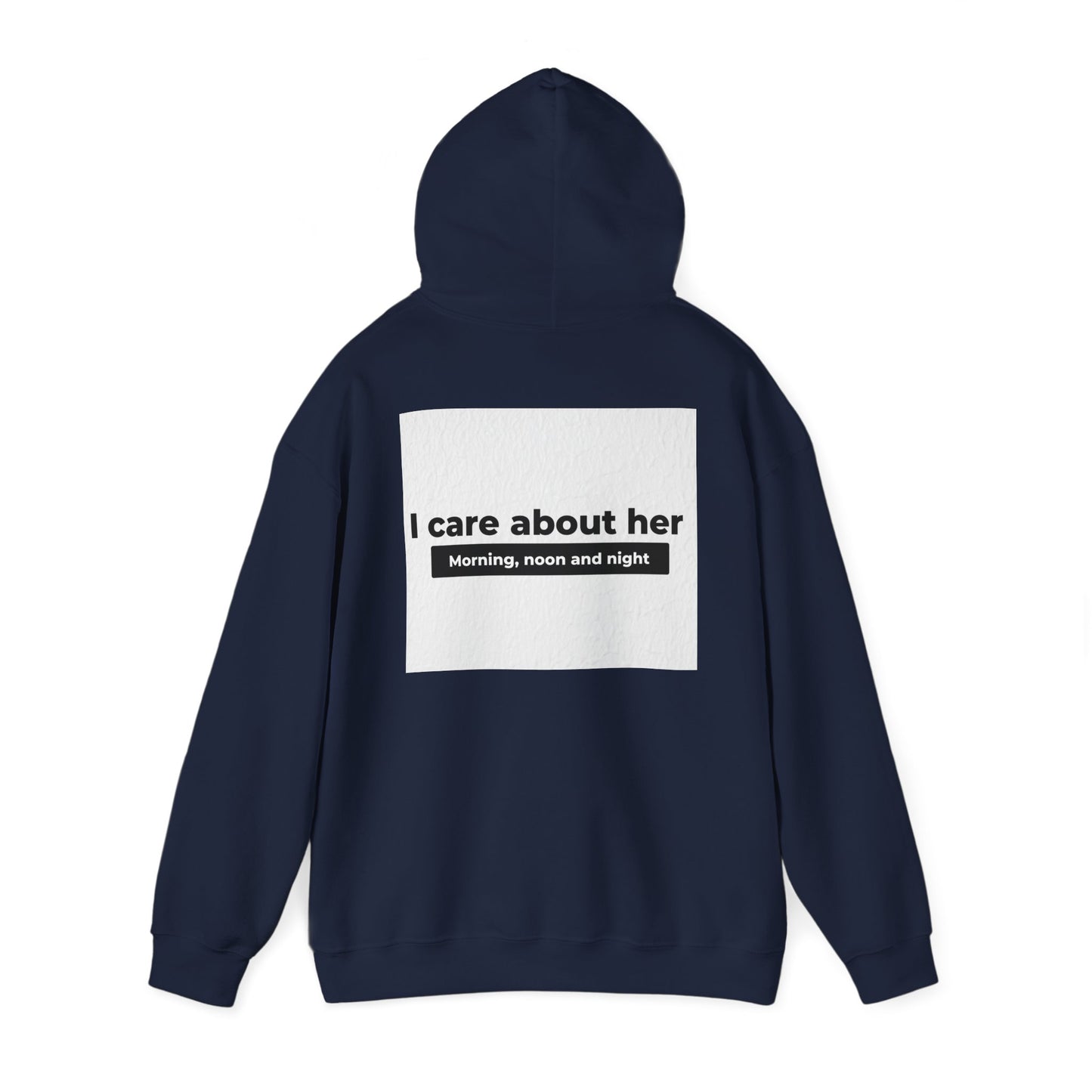 I care about her unisex Heavy Blend™ Hooded Sweatshirt